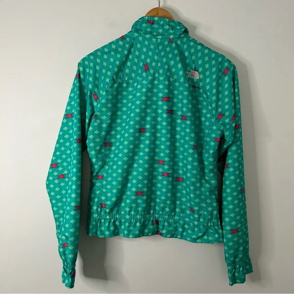 The North Face Women’s Teal Green Blue Printed Rainjacket - Picture 4 of 6